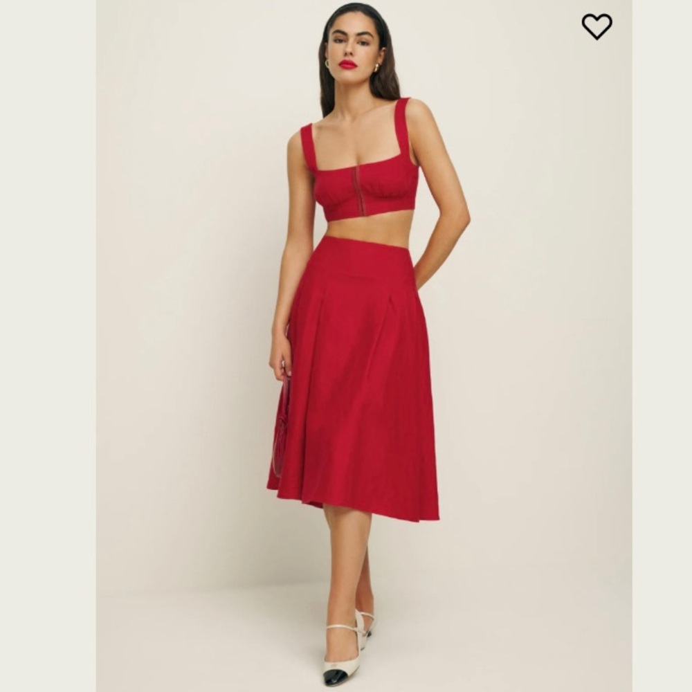 🌿|NWT| Reformation Santana Linen Two Piece Set in Cherry